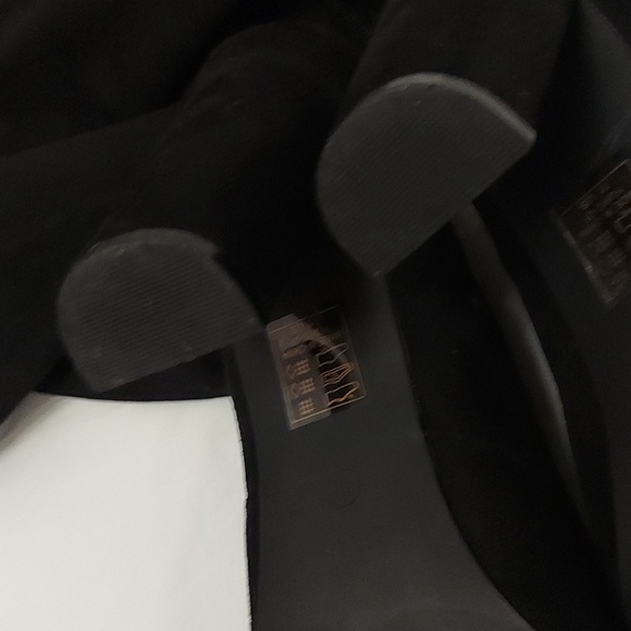 Over The Knee Black Faux Suede Boots Womens 11M Thigh High Stretch 4" Heel - Picture 8 of 9